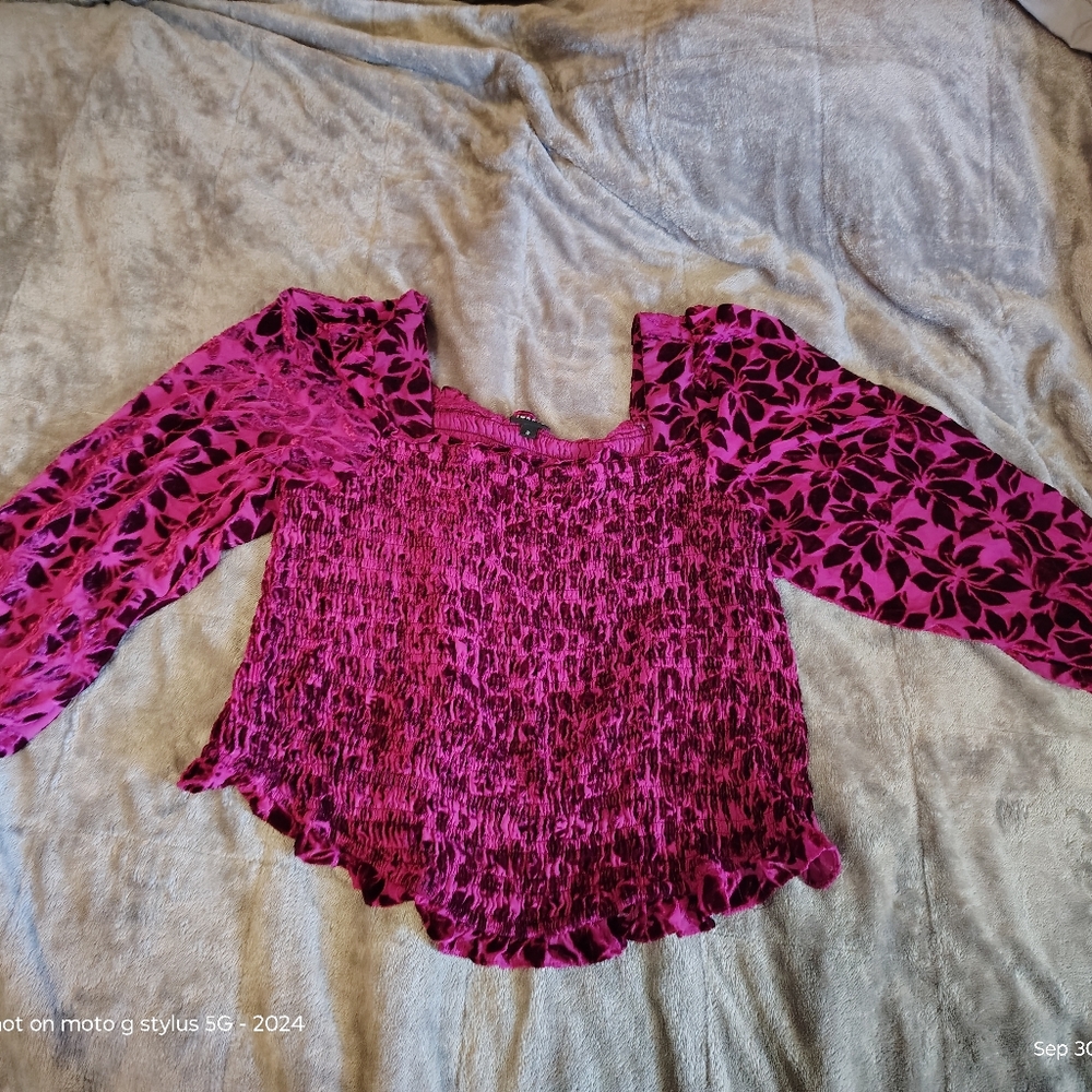 Torrid Pink and Black Floral Blouse